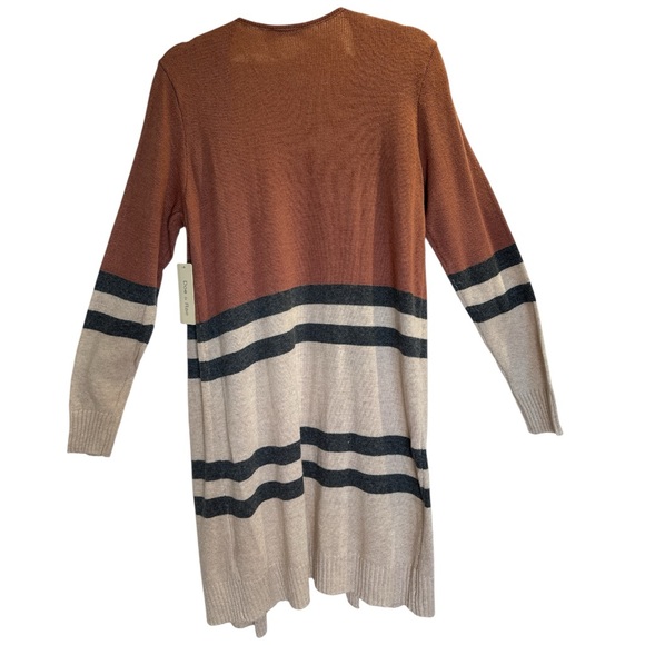 Doe & Rae NWT Cashmere Brown and Cream Striped Cardigan - Picture 8 of 11